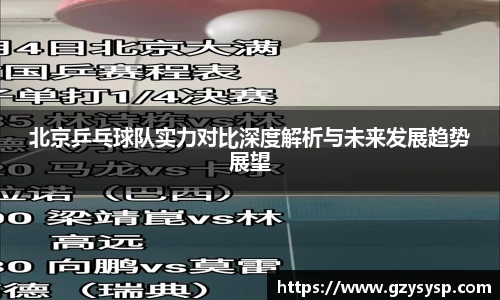 北京乒乓球队实力对比深度解析与未来发展趋势展望